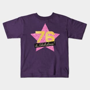 76th Birthday Gifts Women Fabulous - Pink Gold Kids T-Shirt